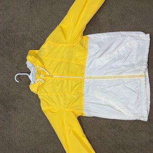 White & Yellow LOGG windbreaker.